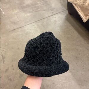 Black Textured Bucket Hat